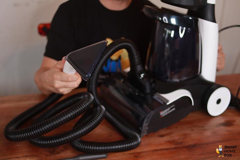 Upholstery attachment for carpet cleaner.